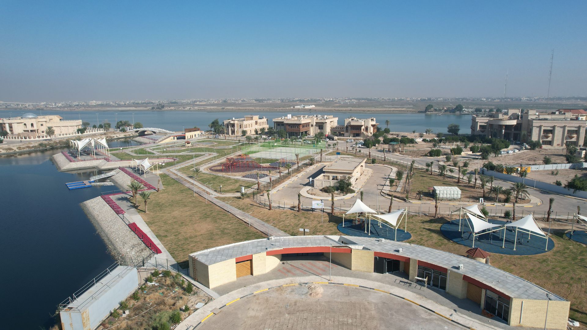 Aerial view of Al-Basra General Park, designed and built by Furat Gate Company